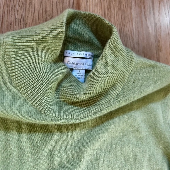 100% cashmere CHARTER CLUB mockneck sweater light green pastel size S - Picture 6 of 6